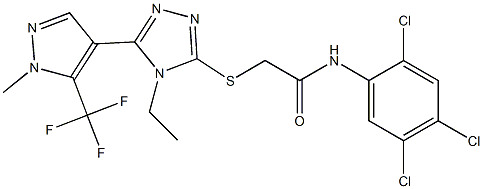 2-[[4-ethyl-5-[1-methyl-5-(trifluoromethyl)pyrazol-4-yl]-1,2,4-triazol-3-yl]sulfanyl]-N-(2,4,5-trichlorophenyl)acetamide Structure