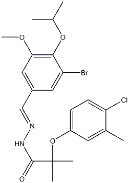 N-[(E)-(3-bromo-5-methoxy-4-propan-2-yloxyphenyl)methylideneamino]-2-(4-chloro-3-methylphenoxy)-2-methylpropanamide 구조식 이미지