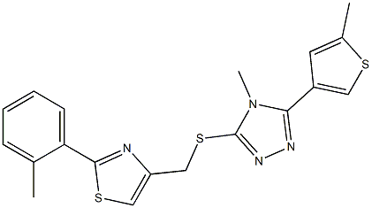 4-[[4-methyl-5-(5-methylthiophen-3-yl)-1,2,4-triazol-3-yl]sulfanylmethyl]-2-(2-methylphenyl)-1,3-thiazole 구조식 이미지