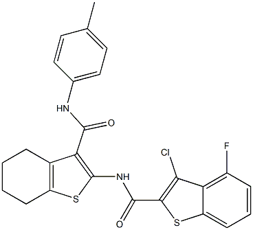3-chloro-4-fluoro-N-[3-[(4-methylphenyl)carbamoyl]-4,5,6,7-tetrahydro-1-benzothiophen-2-yl]-1-benzothiophene-2-carboxamide Structure