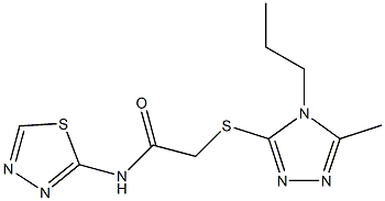 2-[(5-methyl-4-propyl-1,2,4-triazol-3-yl)sulfanyl]-N-(1,3,4-thiadiazol-2-yl)acetamide 구조식 이미지