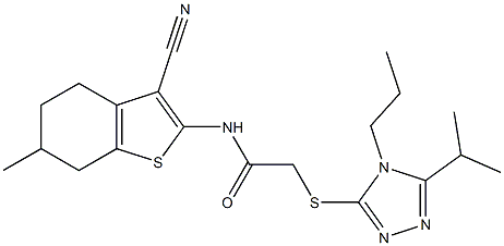 N-(3-cyano-6-methyl-4,5,6,7-tetrahydro-1-benzothiophen-2-yl)-2-[(5-propan-2-yl-4-propyl-1,2,4-triazol-3-yl)sulfanyl]acetamide Structure