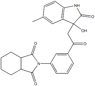 2-[3-[2-(3-hydroxy-5-methyl-2-oxo-1H-indol-3-yl)acetyl]phenyl]-3a,4,5,6,7,7a-hexahydroisoindole-1,3-dione 구조식 이미지
