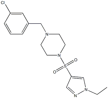 1-[(3-chlorophenyl)methyl]-4-(1-ethylpyrazol-4-yl)sulfonylpiperazine Structure