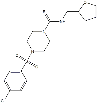 4-(4-chlorophenyl)sulfonyl-N-(oxolan-2-ylmethyl)piperazine-1-carbothioamide Structure
