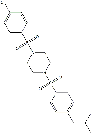 1-(4-chlorophenyl)sulfonyl-4-[4-(2-methylpropyl)phenyl]sulfonylpiperazine Structure