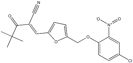 (2E)-2-[[5-[(4-chloro-2-nitrophenoxy)methyl]furan-2-yl]methylidene]-4,4-dimethyl-3-oxopentanenitrile 구조식 이미지