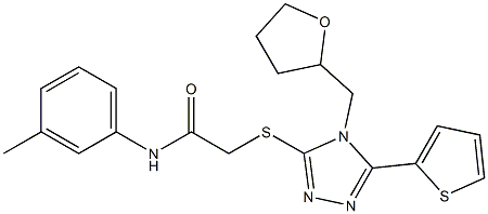 N-(3-methylphenyl)-2-[[4-(oxolan-2-ylmethyl)-5-thiophen-2-yl-1,2,4-triazol-3-yl]sulfanyl]acetamide Structure