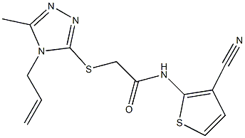 N-(3-cyanothiophen-2-yl)-2-[(5-methyl-4-prop-2-enyl-1,2,4-triazol-3-yl)sulfanyl]acetamide 구조식 이미지