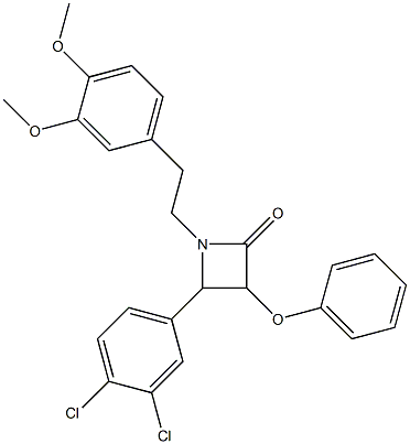 4-(3,4-dichlorophenyl)-1-[2-(3,4-dimethoxyphenyl)ethyl]-3-phenoxyazetidin-2-one 구조식 이미지