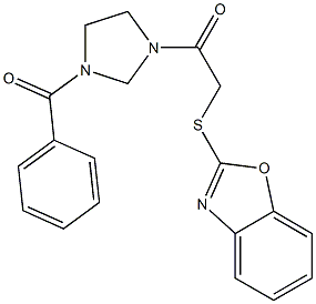 2-(1,3-benzoxazol-2-ylsulfanyl)-1-(3-benzoylimidazolidin-1-yl)ethanone 구조식 이미지