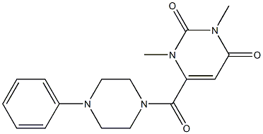 1,3-dimethyl-6-(4-phenylpiperazine-1-carbonyl)pyrimidine-2,4-dione 구조식 이미지