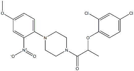 2-(2,4-dichlorophenoxy)-1-[4-(4-methoxy-2-nitrophenyl)piperazin-1-yl]propan-1-one 구조식 이미지