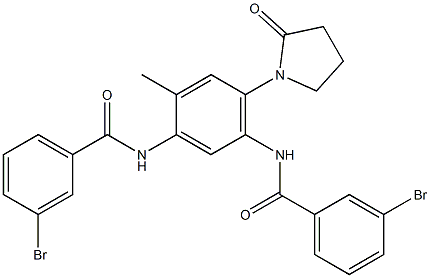 3-bromo-N-[5-[(3-bromobenzoyl)amino]-2-methyl-4-(2-oxopyrrolidin-1-yl)phenyl]benzamide 구조식 이미지