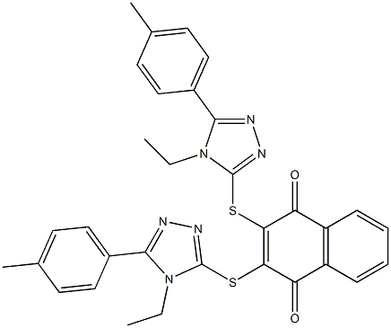 2,3-bis[[4-ethyl-5-(4-methylphenyl)-1,2,4-triazol-3-yl]sulfanyl]naphthalene-1,4-dione 구조식 이미지