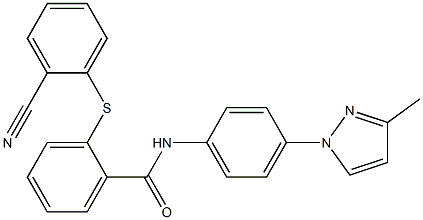 2-(2-cyanophenyl)sulfanyl-N-[4-(3-methylpyrazol-1-yl)phenyl]benzamide 구조식 이미지