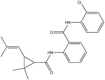 N-(2-chlorophenyl)-2-[[2,2-dimethyl-3-(2-methylprop-1-enyl)cyclopropanecarbonyl]amino]benzamide 구조식 이미지