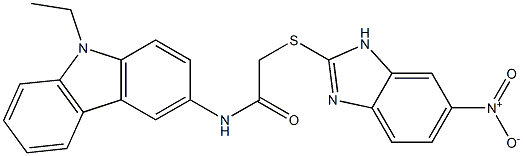 N-(9-ethylcarbazol-3-yl)-2-[(6-nitro-1H-benzimidazol-2-yl)sulfanyl]acetamide Structure