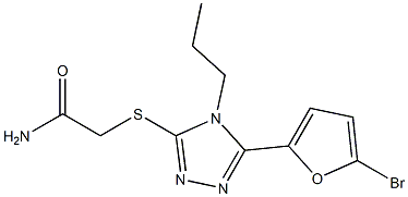 2-[[5-(5-bromofuran-2-yl)-4-propyl-1,2,4-triazol-3-yl]sulfanyl]acetamide 구조식 이미지