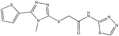 2-[(4-methyl-5-thiophen-2-yl-1,2,4-triazol-3-yl)sulfanyl]-N-(1,3,4-thiadiazol-2-yl)acetamide Structure