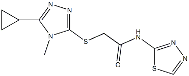 2-[(5-cyclopropyl-4-methyl-1,2,4-triazol-3-yl)sulfanyl]-N-(1,3,4-thiadiazol-2-yl)acetamide Structure