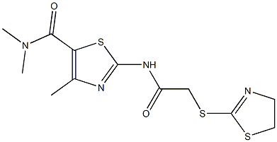 2-[[2-(4,5-dihydro-1,3-thiazol-2-ylsulfanyl)acetyl]amino]-N,N,4-trimethyl-1,3-thiazole-5-carboxamide Structure