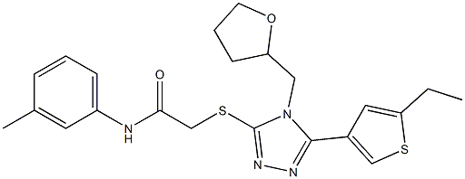 2-[[5-(5-ethylthiophen-3-yl)-4-(oxolan-2-ylmethyl)-1,2,4-triazol-3-yl]sulfanyl]-N-(3-methylphenyl)acetamide 구조식 이미지