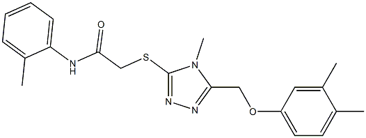 2-[[5-[(3,4-dimethylphenoxy)methyl]-4-methyl-1,2,4-triazol-3-yl]sulfanyl]-N-(2-methylphenyl)acetamide 구조식 이미지