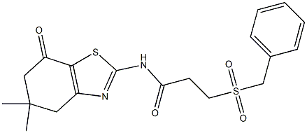 3-benzylsulfonyl-N-(5,5-dimethyl-7-oxo-4,6-dihydro-1,3-benzothiazol-2-yl)propanamide 구조식 이미지