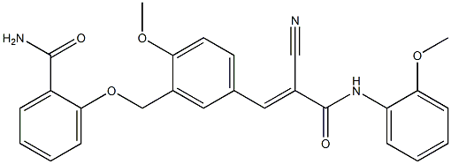 2-[[5-[(E)-2-cyano-3-(2-methoxyanilino)-3-oxoprop-1-enyl]-2-methoxyphenyl]methoxy]benzamide 구조식 이미지