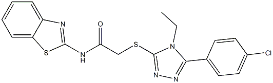 N-(1,3-benzothiazol-2-yl)-2-[[5-(4-chlorophenyl)-4-ethyl-1,2,4-triazol-3-yl]sulfanyl]acetamide Structure