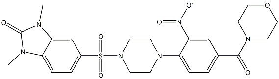 1,3-dimethyl-5-[4-[4-(morpholine-4-carbonyl)-2-nitrophenyl]piperazin-1-yl]sulfonylbenzimidazol-2-one Structure