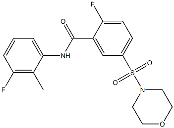 2-fluoro-N-(3-fluoro-2-methylphenyl)-5-morpholin-4-ylsulfonylbenzamide Structure