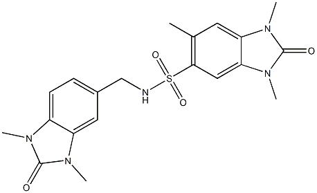 N-[(1,3-dimethyl-2-oxobenzimidazol-5-yl)methyl]-1,3,6-trimethyl-2-oxobenzimidazole-5-sulfonamide 구조식 이미지