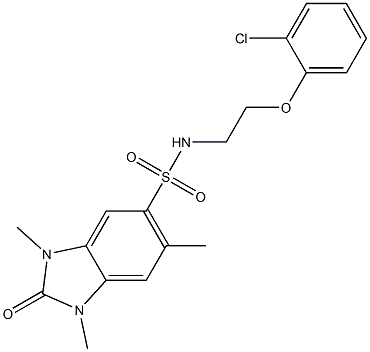 N-[2-(2-chlorophenoxy)ethyl]-1,3,6-trimethyl-2-oxobenzimidazole-5-sulfonamide 구조식 이미지