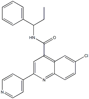 6-chloro-N-(1-phenylpropyl)-2-pyridin-4-ylquinoline-4-carboxamide Structure