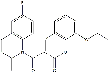 8-ethoxy-3-(6-fluoro-2-methyl-3,4-dihydro-2H-quinoline-1-carbonyl)chromen-2-one 구조식 이미지