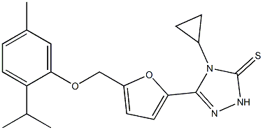 4-cyclopropyl-3-[5-[(5-methyl-2-propan-2-ylphenoxy)methyl]furan-2-yl]-1H-1,2,4-triazole-5-thione Structure