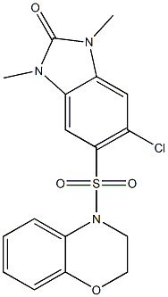 5-chloro-6-(2,3-dihydro-1,4-benzoxazin-4-ylsulfonyl)-1,3-dimethylbenzimidazol-2-one 구조식 이미지