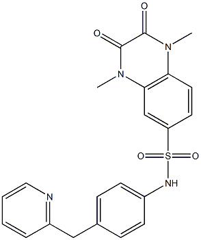 1,4-dimethyl-2,3-dioxo-N-[4-(pyridin-2-ylmethyl)phenyl]quinoxaline-6-sulfonamide Structure