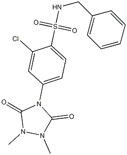 N-benzyl-2-chloro-4-(1,2-dimethyl-3,5-dioxo-1,2,4-triazolidin-4-yl)benzenesulfonamide 구조식 이미지