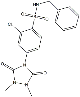 N-benzyl-2-chloro-4-(1,2-dimethyl-3,5-dioxo-1,2,4-triazolidin-4-yl)benzenesulfonamide Structure