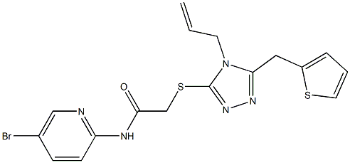 N-(5-bromopyridin-2-yl)-2-[[4-prop-2-enyl-5-(thiophen-2-ylmethyl)-1,2,4-triazol-3-yl]sulfanyl]acetamide 구조식 이미지