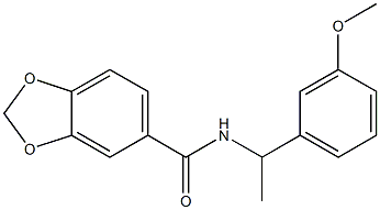 N-[1-(3-methoxyphenyl)ethyl]-1,3-benzodioxole-5-carboxamide 구조식 이미지