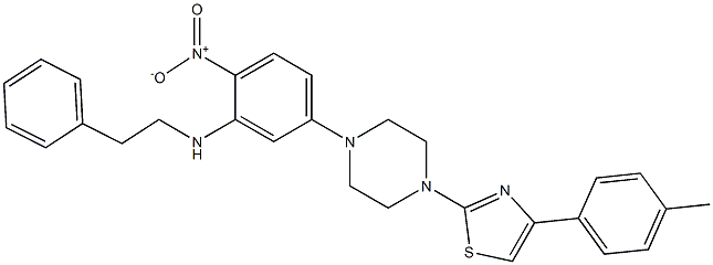 5-[4-[4-(4-methylphenyl)-1,3-thiazol-2-yl]piperazin-1-yl]-2-nitro-N-(2-phenylethyl)aniline 구조식 이미지