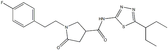 1-[2-(4-fluorophenyl)ethyl]-5-oxo-N-(5-pentan-3-yl-1,3,4-thiadiazol-2-yl)pyrrolidine-3-carboxamide 구조식 이미지