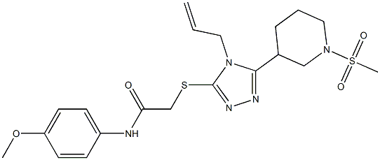 N-(4-methoxyphenyl)-2-[[5-(1-methylsulfonylpiperidin-3-yl)-4-prop-2-enyl-1,2,4-triazol-3-yl]sulfanyl]acetamide 구조식 이미지