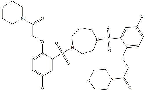 2-[4-chloro-2-[[4-[5-chloro-2-(2-morpholin-4-yl-2-oxoethoxy)phenyl]sulfonyl-1,4-diazepan-1-yl]sulfonyl]phenoxy]-1-morpholin-4-ylethanone Structure