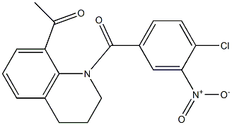 1-[1-(4-chloro-3-nitrobenzoyl)-3,4-dihydro-2H-quinolin-8-yl]ethanone 구조식 이미지