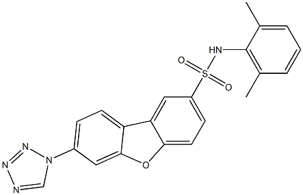 N-(2,6-dimethylphenyl)-7-(tetrazol-1-yl)dibenzofuran-2-sulfonamide 구조식 이미지